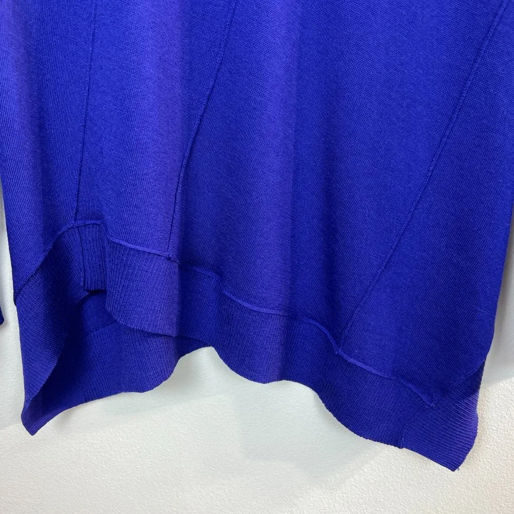 Eileen Fisher Sweater Womens Small Purple 100% Merino Wool Lightweight Knit Hole